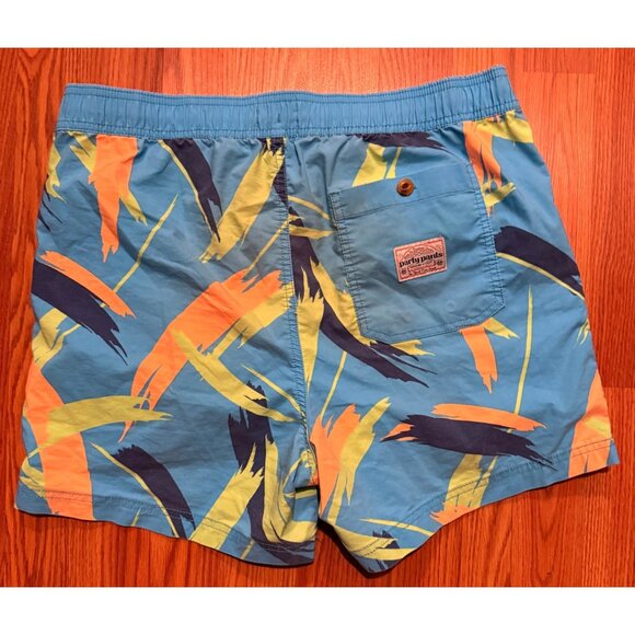 Party Pants Mens Bright Neon Blue Stroker Swim Trunks Mens L 4" Board Shorts - Picture 2 of 6